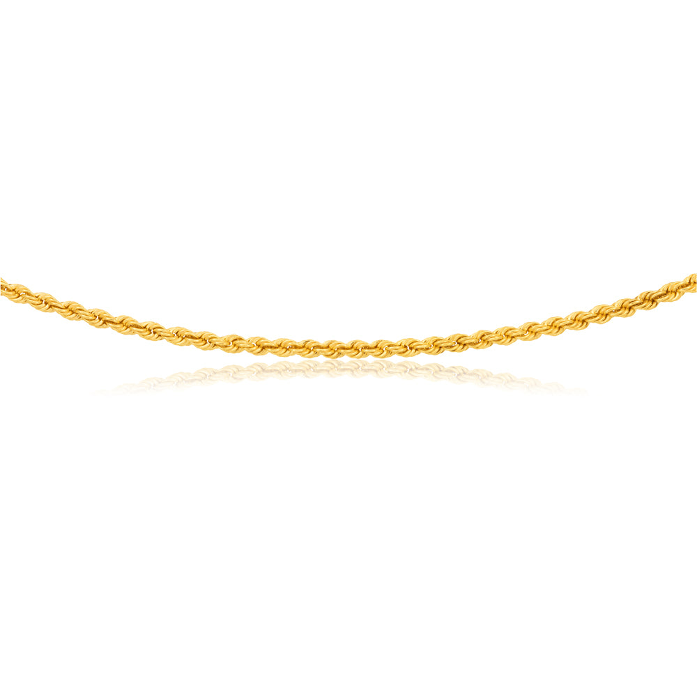 9ct Yellow Gold Silverfilled 45cm Rope Chain