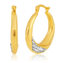 Load image into Gallery viewer, 9ct Yellow Gold Silverfilled Crystal Hoop Earrings