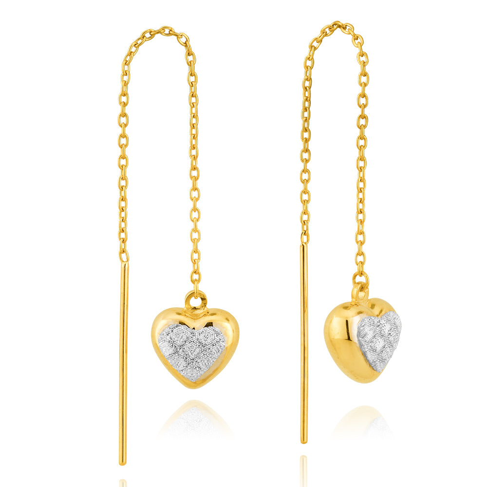 9ct Yellow Gold Stardust Heart Thread Silverfilled Earrings – Shiels ...