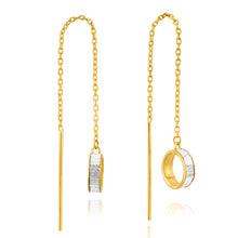 Load image into Gallery viewer, 9ct Yellow Gold Stardust Open Circle Thread Silverfilled Earrings