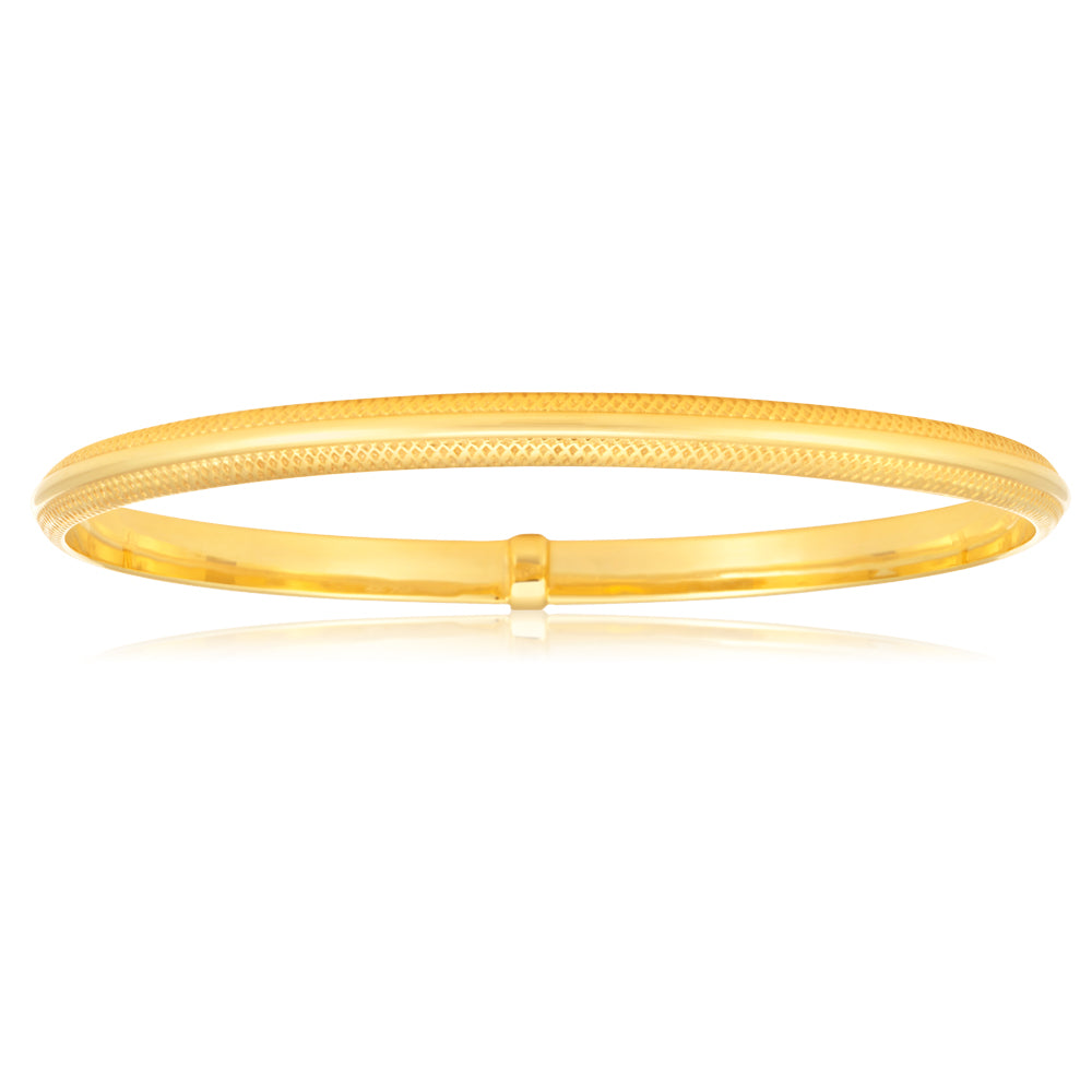 Silverfilled 65mm x 4.5mm width Bangle in 9ct Yellow Gold