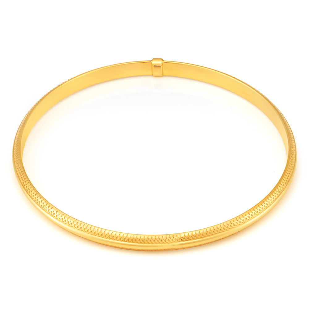 Silverfilled 65mm x 4.5mm width Bangle in 9ct Yellow Gold