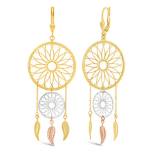 Load image into Gallery viewer, 9ct Gold Filled Two Tone Double Dream Catcher Earrings