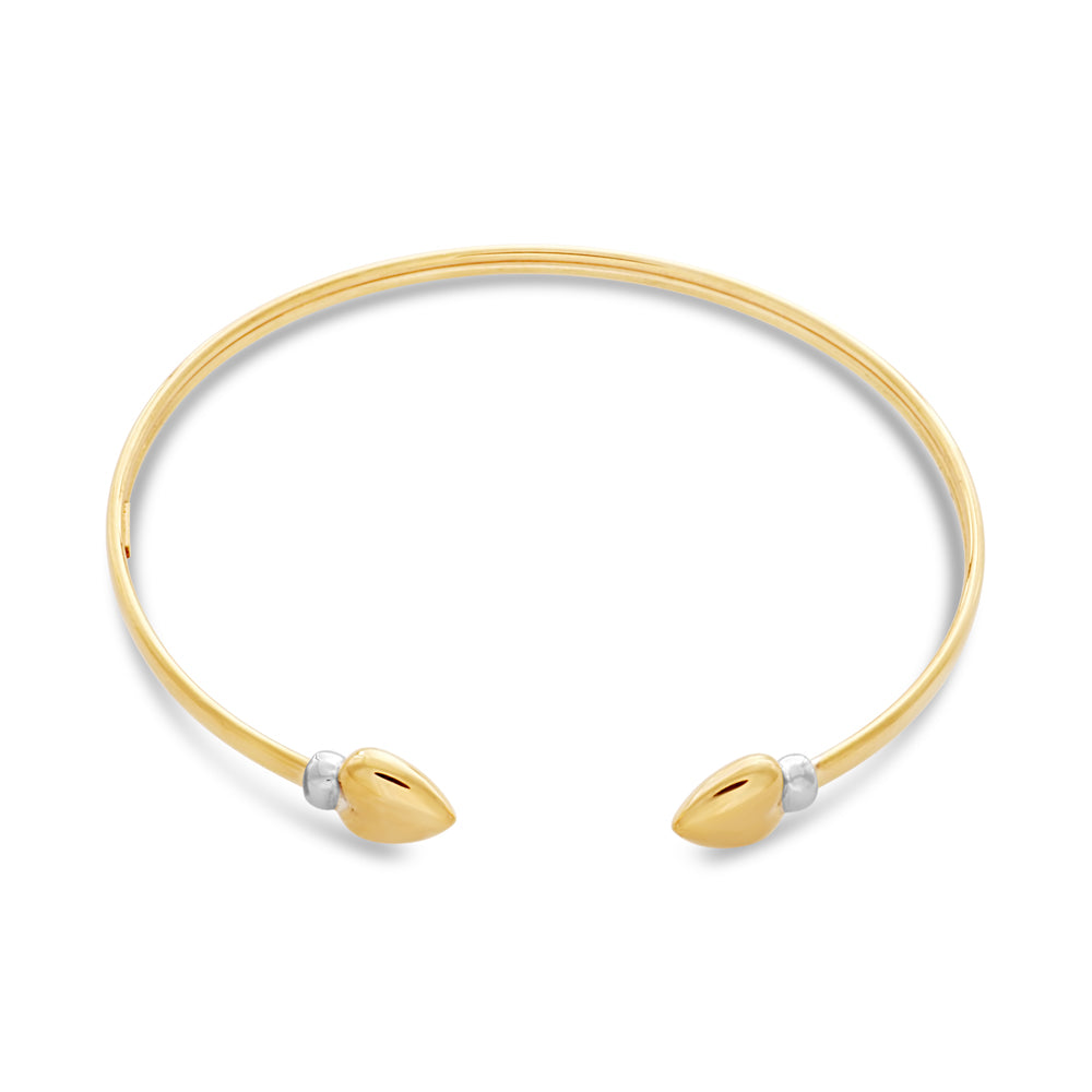 9ct Two-Tone Gold Filled Heart Cuff Bangle