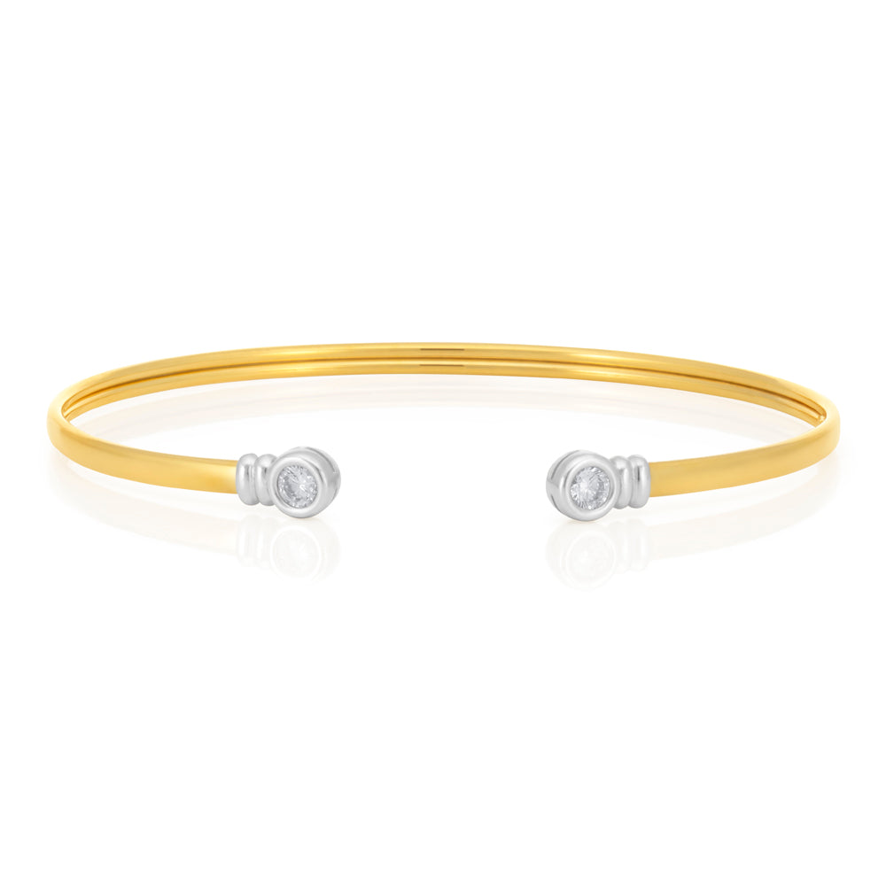 9ct Two-Tone Gold Filled Round Ball Cuff Bangle