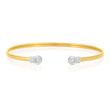 Load image into Gallery viewer, 9ct Two-Tone Gold Filled Round Ball Cuff Bangle