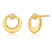 Load image into Gallery viewer, 9ct Gold Filled Cubic Zirconia Round Circle Stud Earrings