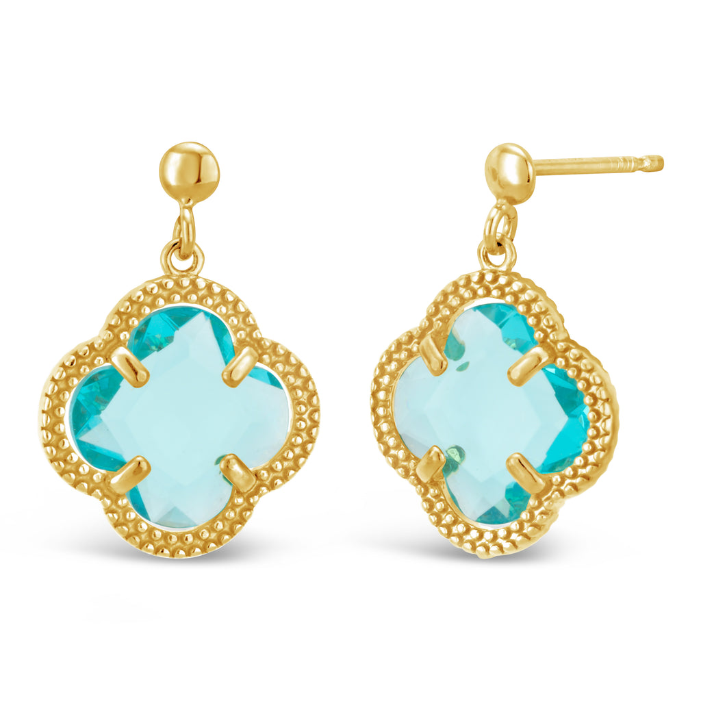 9ct Gold Filled Blue Coloured Stud Drop Earrings