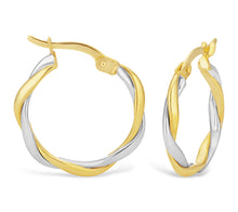 Load image into Gallery viewer, 9ct Two-Tone Gold Filled Twist Hoop Earrings