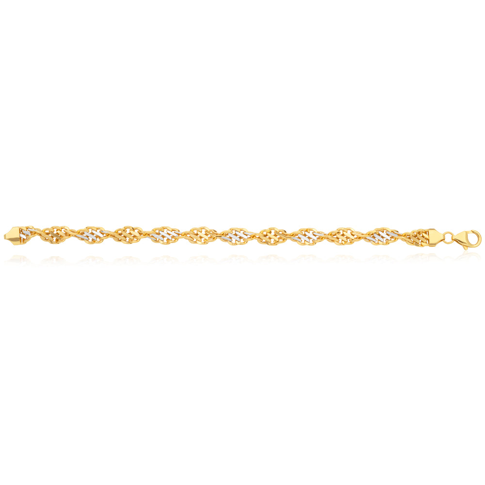 9ct Two-Tone Gold Filled 19cm Singapore Link Bracelet