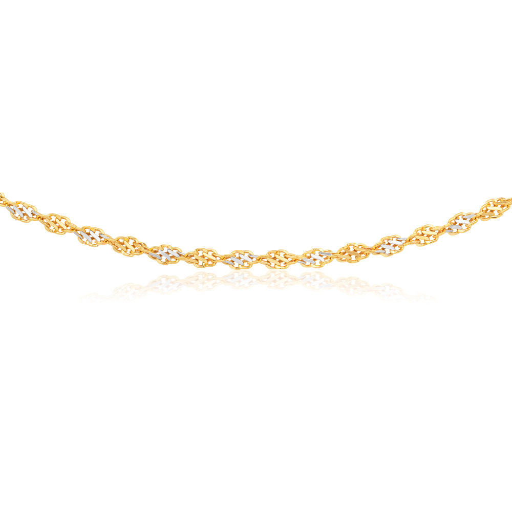 9ct Two-Tone Gold Filled 45cm Singapore Link Chain