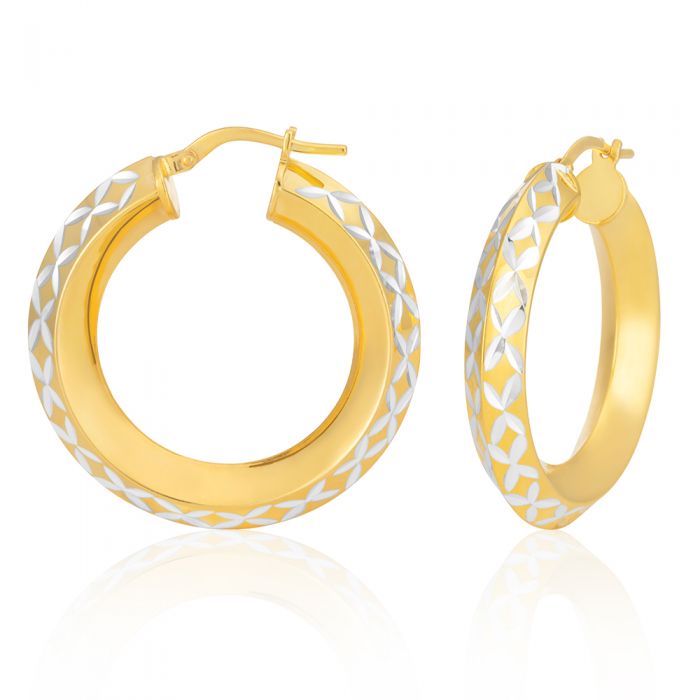 9ct Gold Filled 20mm Diamond Cut Hoop Earrings