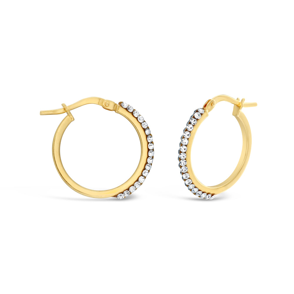 9ct Yellow Gold Filled 15mm Crystal Hoop Earrings