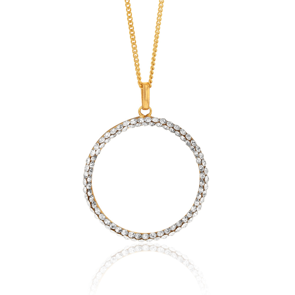 9ct Yellow Gold Filled 20mm Round Crystal Pendant Shiels Jewellers