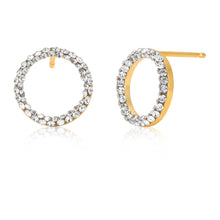 Load image into Gallery viewer, 9ct Yellow Gold Filled Open Circle Crystal Stud Earrings