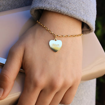 9ct Yellow Gold-Filled Mum Charm 19cm Bracelet