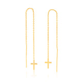 9ct Yellow Gold Silver-Filled Cross Threader Earrings