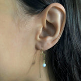 9ct Yellow Gold Silver Filled Drops with Freshwater Pearl Earrings