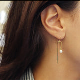 9ct Yellow Gold Silver Filled Drops with Freshwater Pearl Earrings