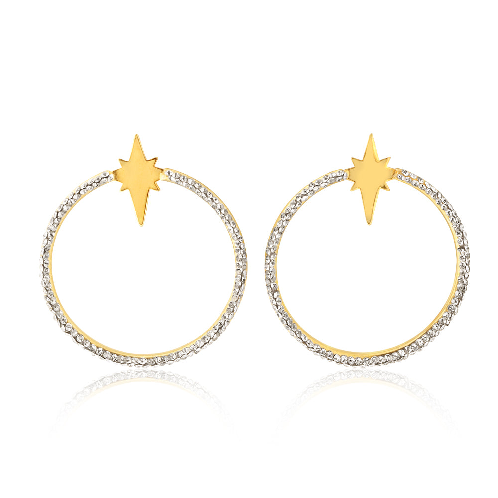 9ct Silver Filled Star Hoop Earrings