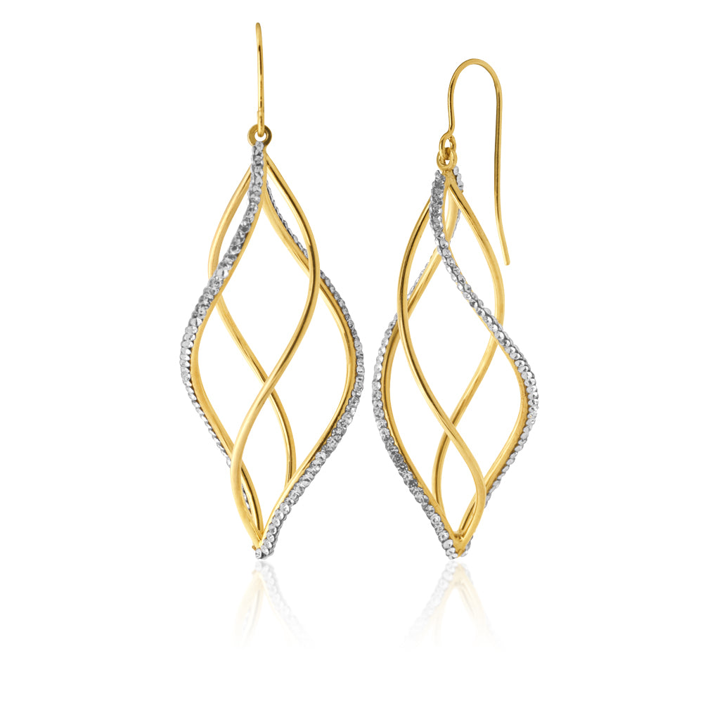 9ct Yellow Gold Silver Filled Twisted Drop Earrings