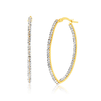 9ct Yellow Gold Silver Filled Oval Hoop Earrings