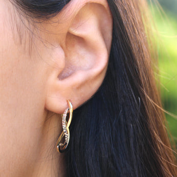 9ct Yellow Gold Silver Filled Half Hoop Twist Earrings