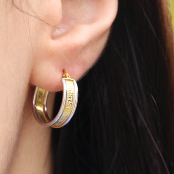 9ct Yellow Gold Silver Filled Yellow/White Hoop Earrings