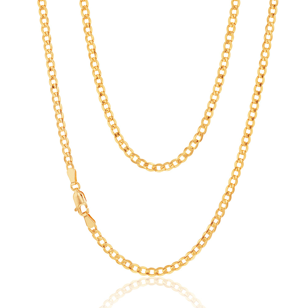 9ct Yellow Gold Silverfilled Super Flat Curb 80 Gauge 45cm Chain