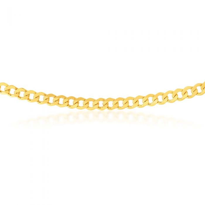 9ct Yellow Gold Silverfilled Super Flat Curb 80 Gauge 45cm Chain