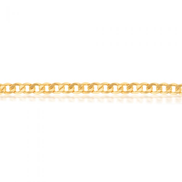9ct Yellow Gold Silverfilled Super Flat Bev Curb 200Gauge 21cm Bracelet