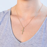 9ct Yellow Gold Silverfilled Diamond Cut Cross Pendant