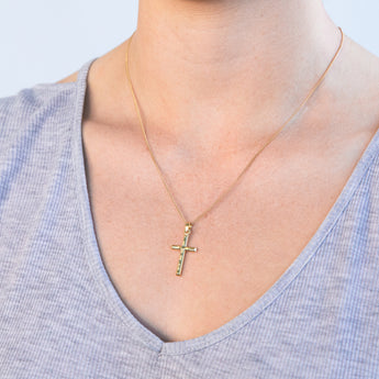 9ct Yellow Gold Silverfilled Diamond Cut Cross Pendant