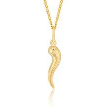 Load image into Gallery viewer, 9ct Yellow Gold Silverfilled 15mm Italian Horn Pendant