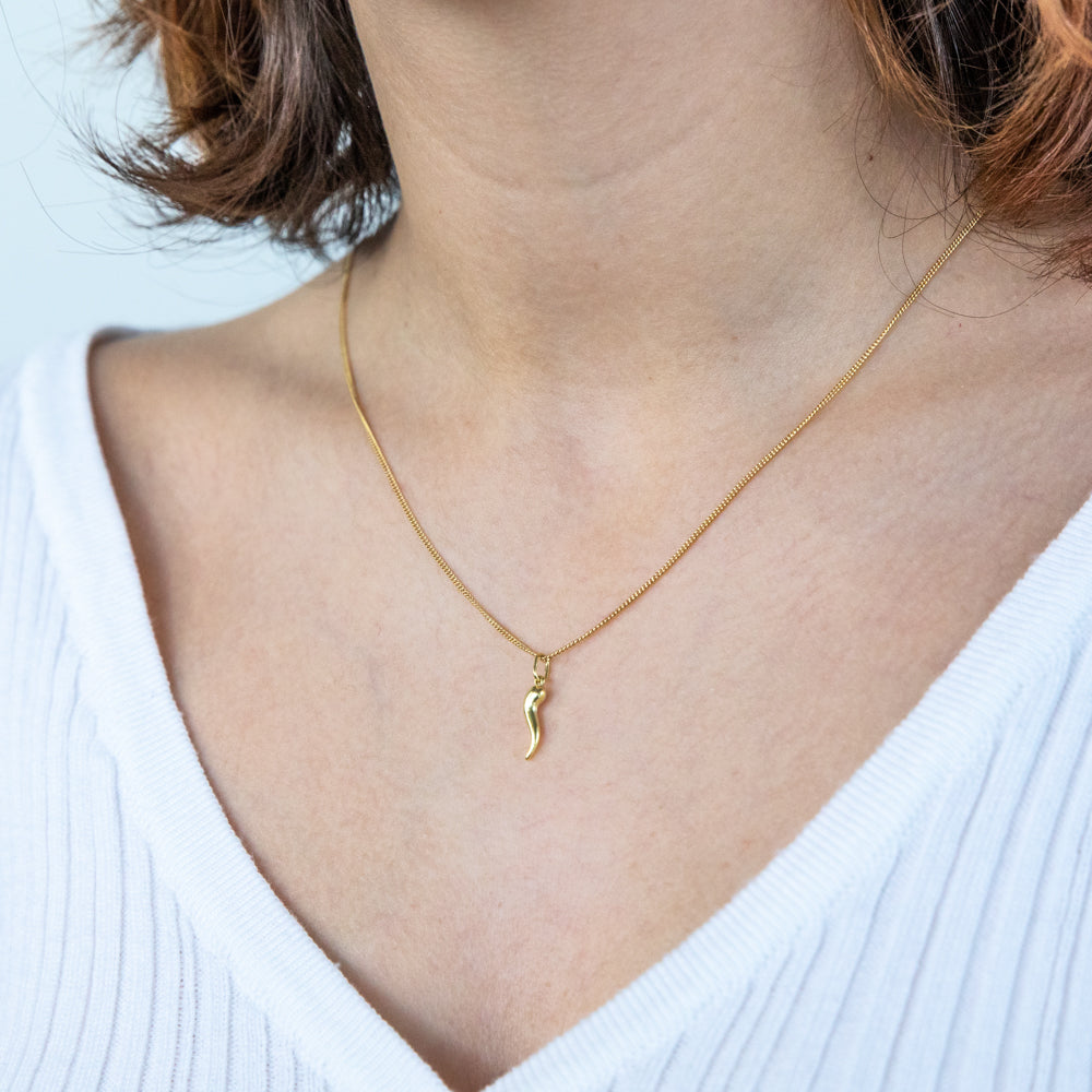 14k Gold Italian Horn Necklace,italian Horn Charm, Gold Horn Necklace,cornicello  Charm,everyday Gold Pendant,hollow Gold Horn,sale - Etsy