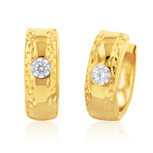 Load image into Gallery viewer, 9ct Yellow Gold Silverfilled Cubic Zirconia 10mm Hoop Earrings