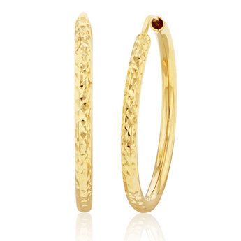 9ct Silverfilled Yellow Gold Diamond Cut 20mm Sleeper Earrings