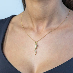 9ct Silverfilled Yellow Gold Italian Horn Pendant 30mm