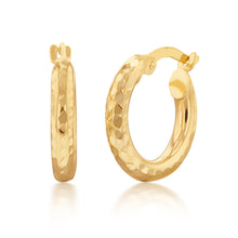 Load image into Gallery viewer, 9ct Yellow Gold Silverfilled Diamond Cut 10mm Hoop Earrings