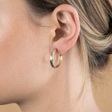 9ct Yellow And White Gold Silverfilled Diamond Cut 25mm Hoop Earrings