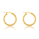 9ct Yellow Gold Silverfilled Diamond Cut Hoop Earrings