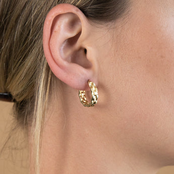 9ct Yellow Gold Silverfilled Diamond Cut Hoop Earrings