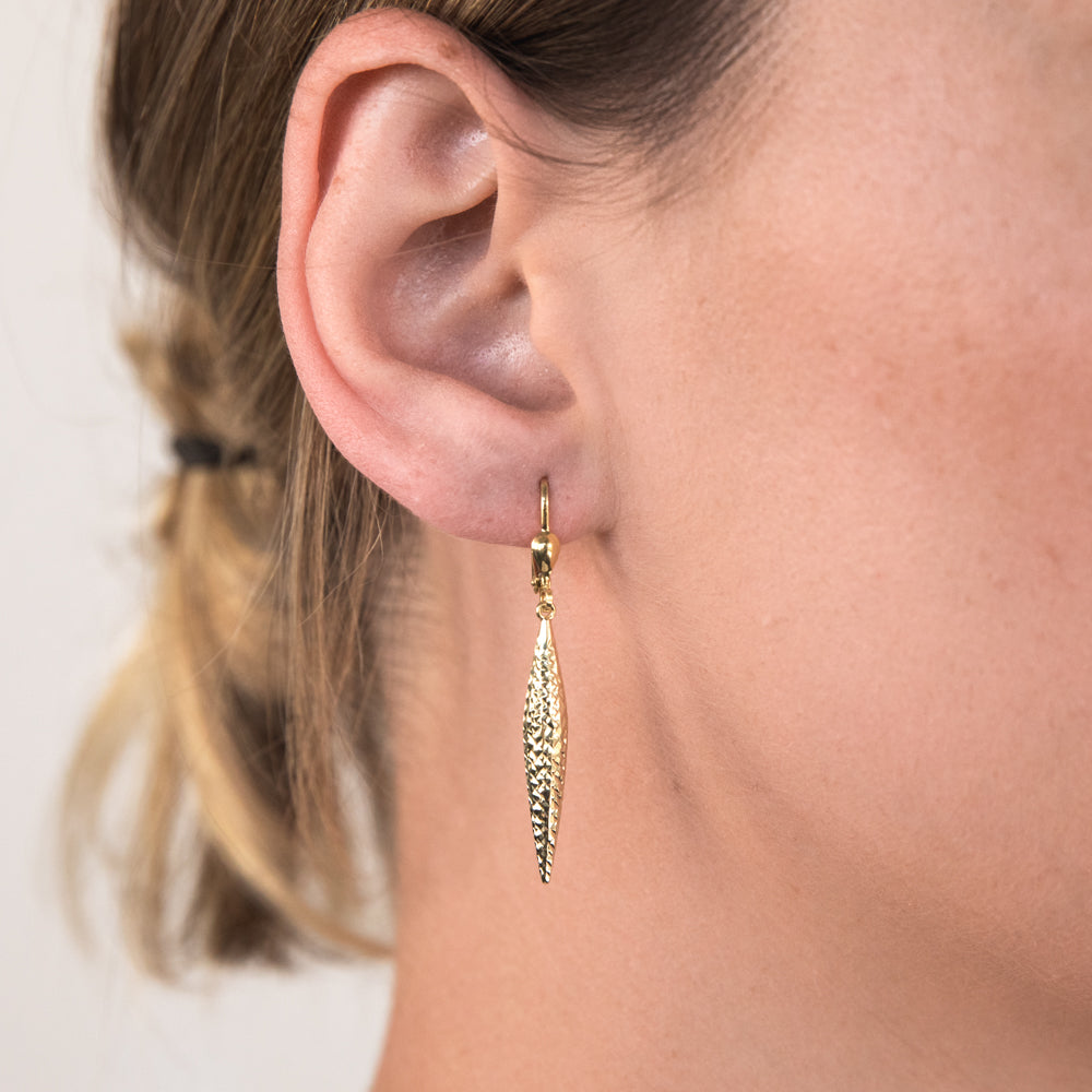9ct Yellow Gold Silverfilled Patterned Drop Earrings
