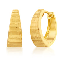 Load image into Gallery viewer, 9ct Yellow Gold Silverfilled Textured Huggies Earrings