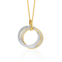 Load image into Gallery viewer, 9ct Yellow And White Gold Silverfilled Cubic Zirconia On Twin Circle Pendant
