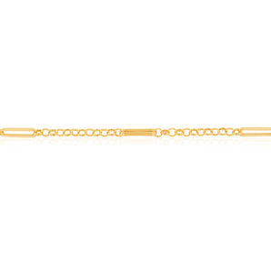 9ct Yellow Gold Silverfilled Belcher 19cm Bracelet