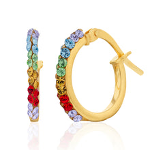 Load image into Gallery viewer, 9ct Silverfilled Yellow Gold Coloured Crystal 10mm Hoop Earrings