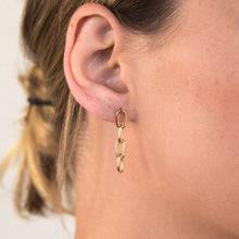 Load image into Gallery viewer, 9ct Silverfilled Yellow Gold Paperclip Link Drop Earrings