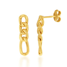 Load image into Gallery viewer, 9ct Silverfilled Yellow Gold Curb Link Drop Earrings