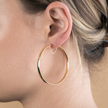 Load image into Gallery viewer, 9ct Silverfilled Yellow Gold Plain 50mm Hoop Earrings